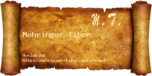 Mehringer Tibor névjegykártya